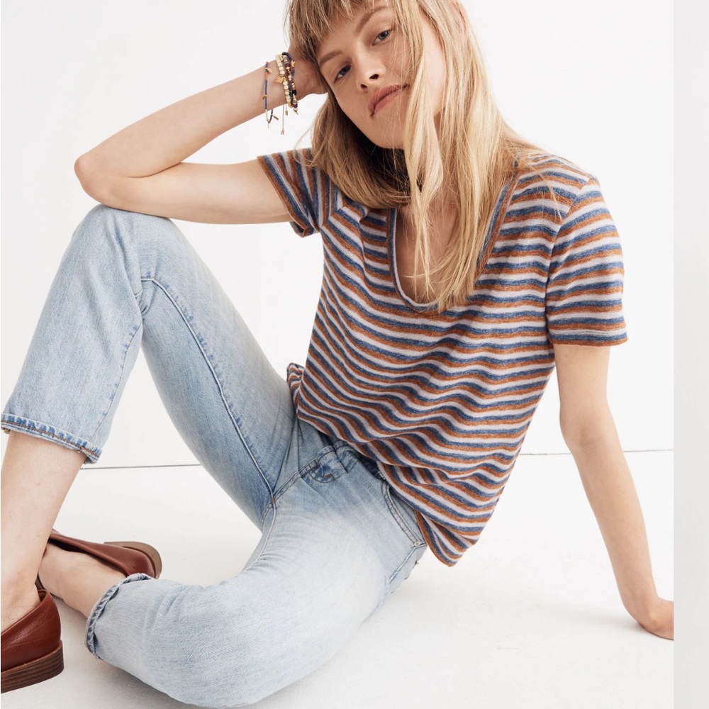 Madewell Alto Scoop Tee in Brookline Stripe